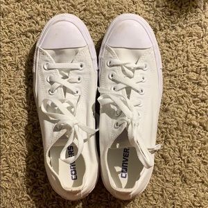 All white converse low tops.